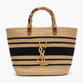 YSL Raffia Bamboo Tote Bag