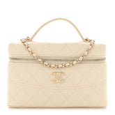 Chanel Caviar Quilted Handle Slim Vanity Ecru