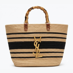YSL Raffia Bamboo Tote Bag