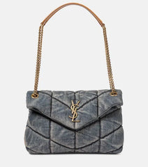 YSL Puffer Small Denim Shoulder Bag