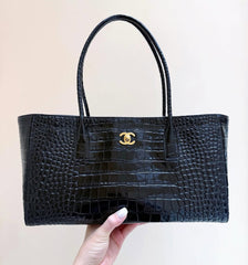 CHANEL Crocodile Croc Illusion Tote Shopping Bag